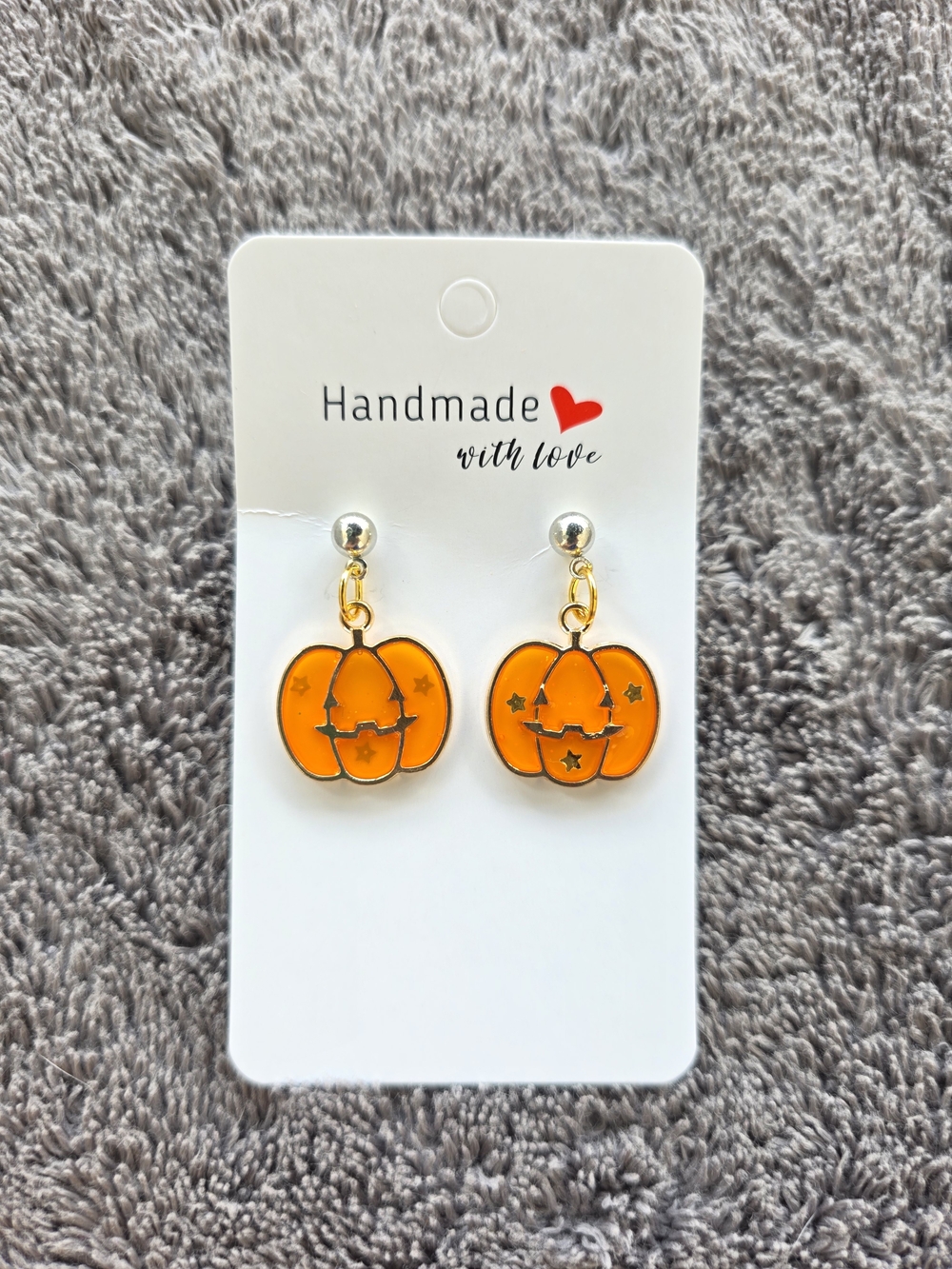 Halloween Earrings: Orange Sparkly Pumpkins